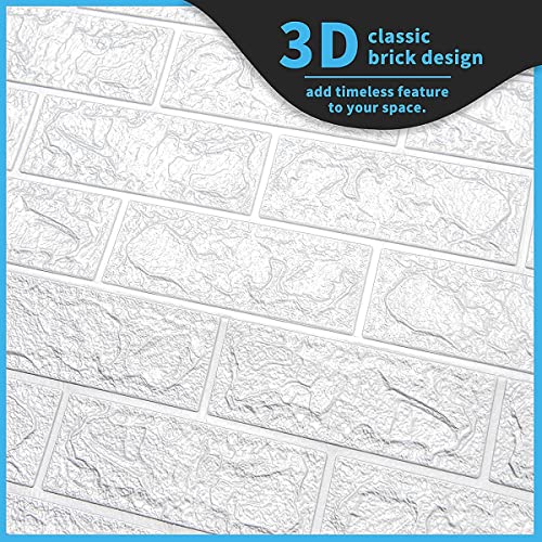 Image of 3D White Brick Wallpaper PE Foam self Adhesive Brick Design Wall Stickers /DIY Wallpaper for Home Hotel Living Room Bedroom Cafe Deco (70 x 70 cm)