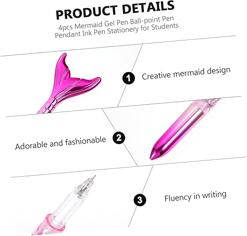 Miniatura 6 de 4 bolígrafos de sirena para bolígrafo de gel con purpurina, regalo de sirena, recuerdos de fiesta, bolígrafos de gel de tinta de dibujos animados,