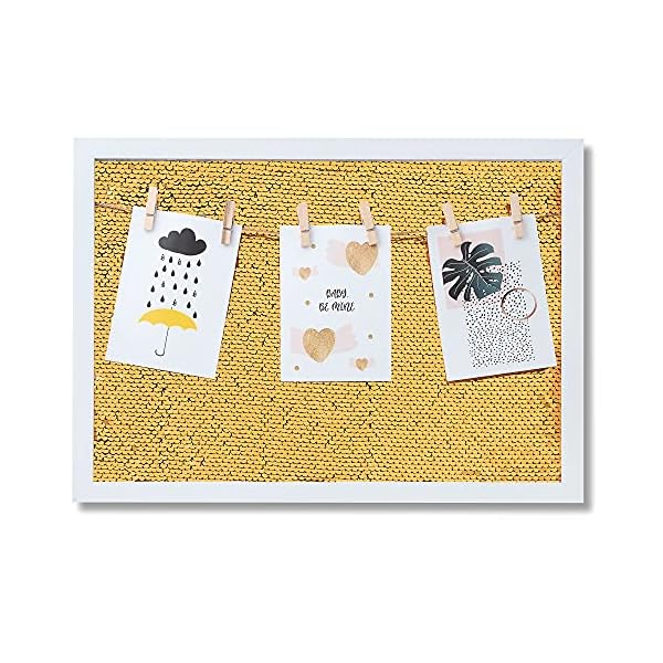 lampox Bilderrahmen Fotorahmen Collage mit Wendepailletten und Holzklammern Memoboard Pailletten glitzernd…