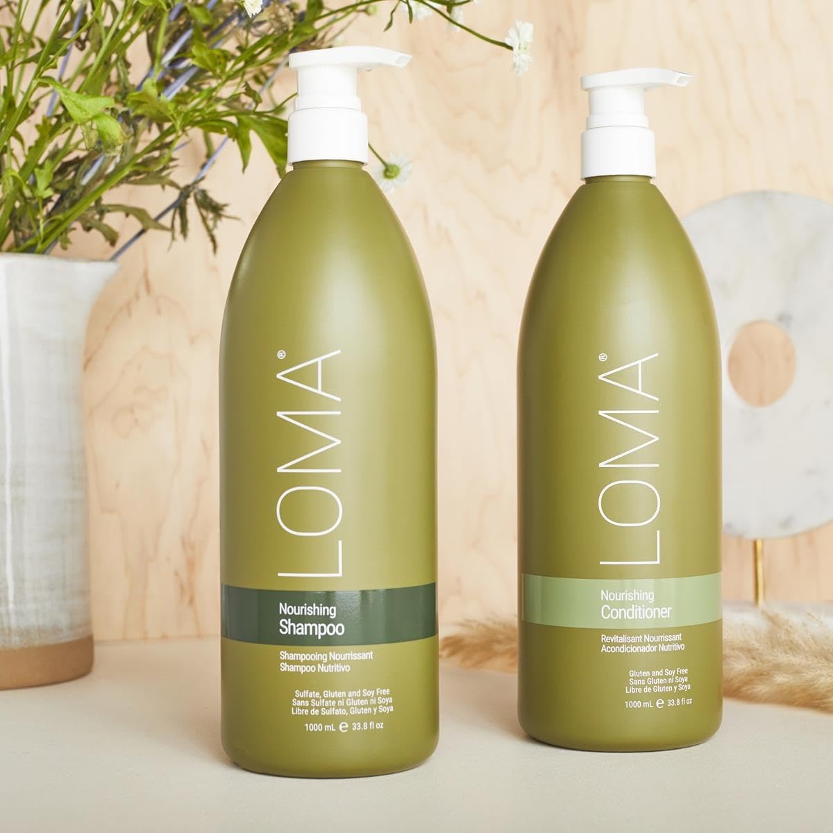 LOMA Nourishing Shampoo 1L mit Aloe & Quinoa, sulfatfrei | Pflegendes Shampoo mit Aloe Vera, Jojobaöl und Quinoa; nährt trockenes Haar. Sulfat-, paraben- & glutenfrei. 1L.