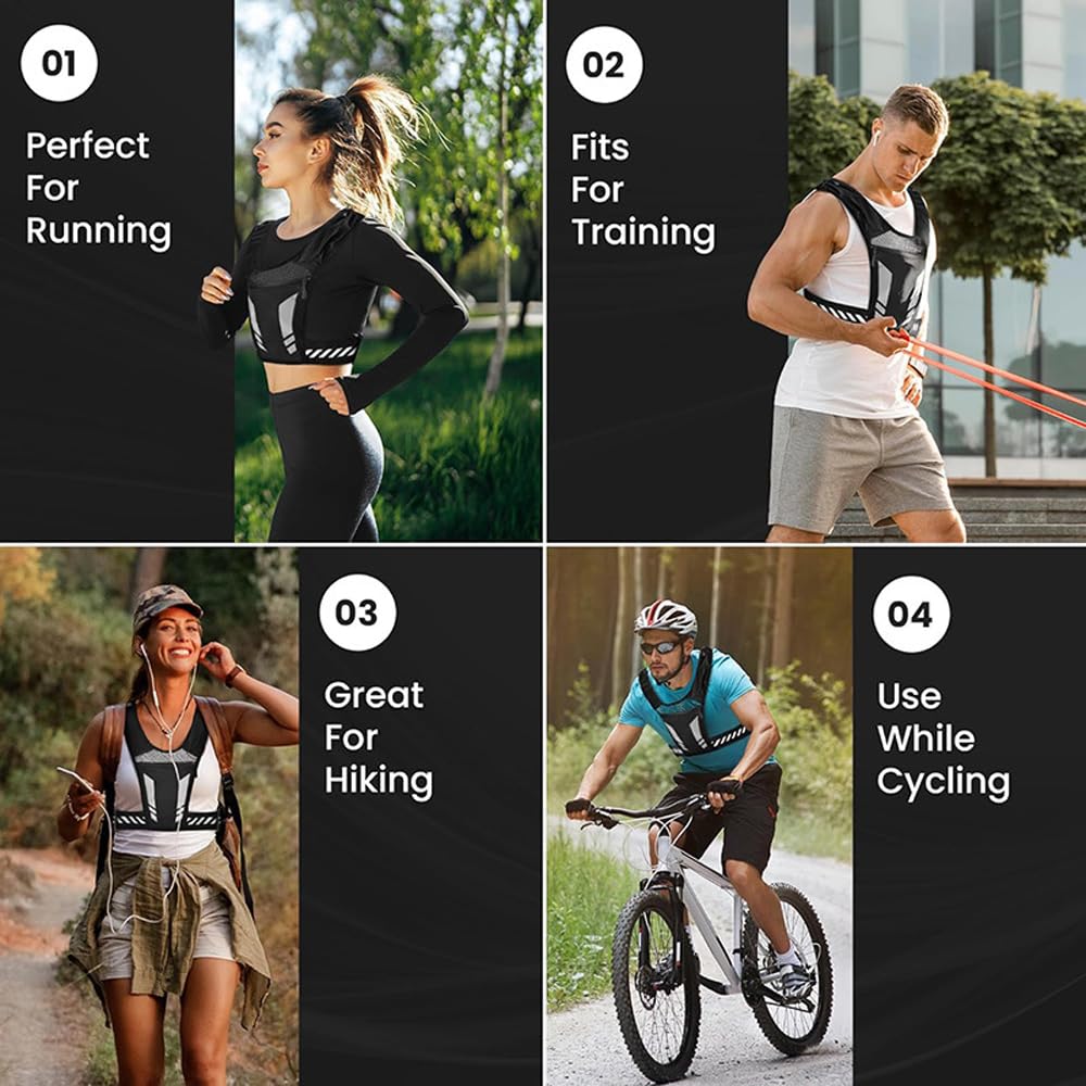Veste de Running Porte-Téléphone, Zip Reflective Vests Holds 1000ml Water Bottle,Adjustable Waistband & Breathable Materials, Chest Gear for Men/Women, Running Or Cycling