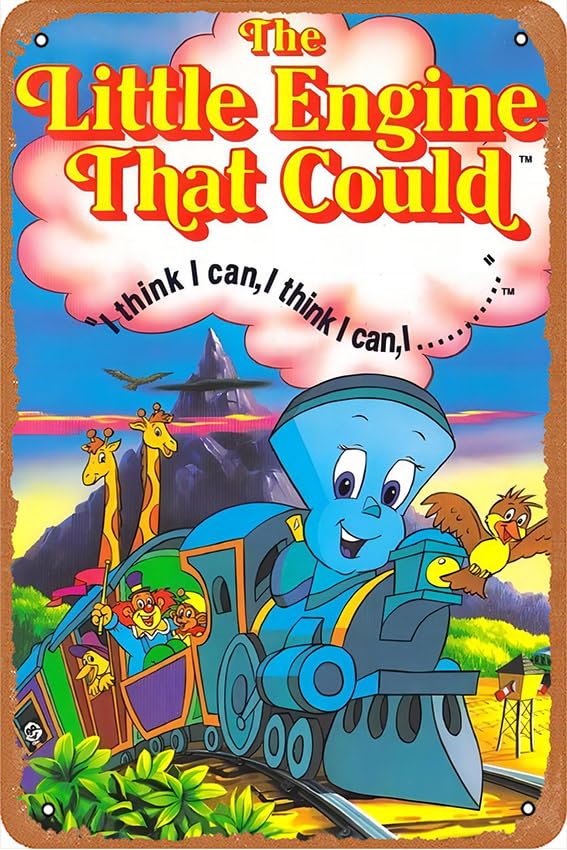 Watty Piper's The Adventures of The Little Engine That Could Movie Poster Retro Metal Tin Sign Wall Home Wall Art Metal Tin Sign,cave,bar,Club, Metal Tin Sign 8x12 Inches