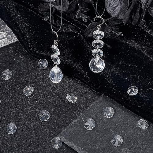 SOFPLATE 1 Box 120Pcs 14mm Glass Octagon Beads Prism Crystal Bead 2 Hole Crystal Chandelier Replacement Parts Sun Catcher Faceted Beads for DIY Lamp Hanging Pendant Jewellery Suncatcher Crafting - Image 4