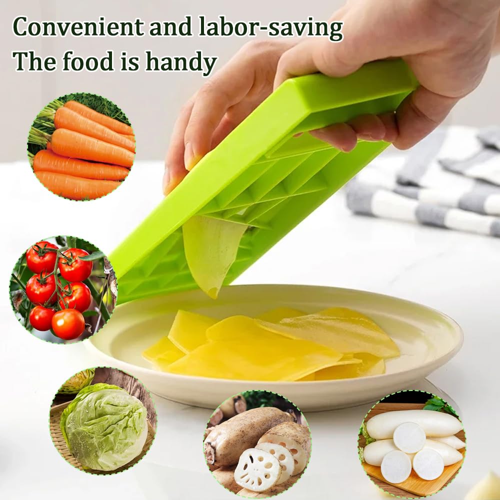 freegreen® Premium fruit- en groenteschaaf van roestvrij staal met V-lemmet en opvangbak, inclusief groentehouder voor perfecte fruit- en groenteschijven en juliennestrips