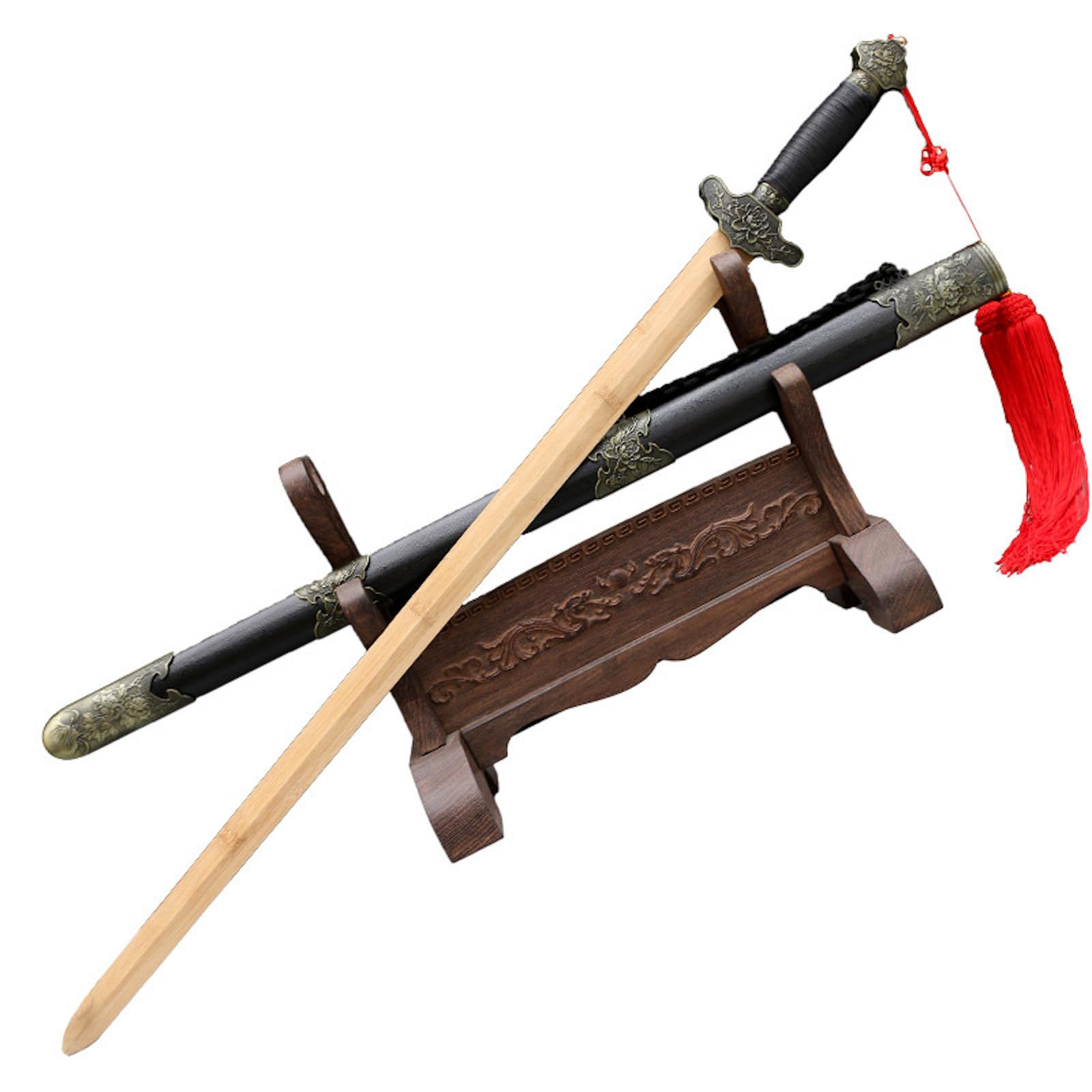 Épée en bois de Tai Chi chinois faite à la main,lame en bambou naturel,épées droites en bois avec gaine,épée en bois de 102 cm pour les arts martiaux,le cosplay,les cadeaux,la collection,décoration