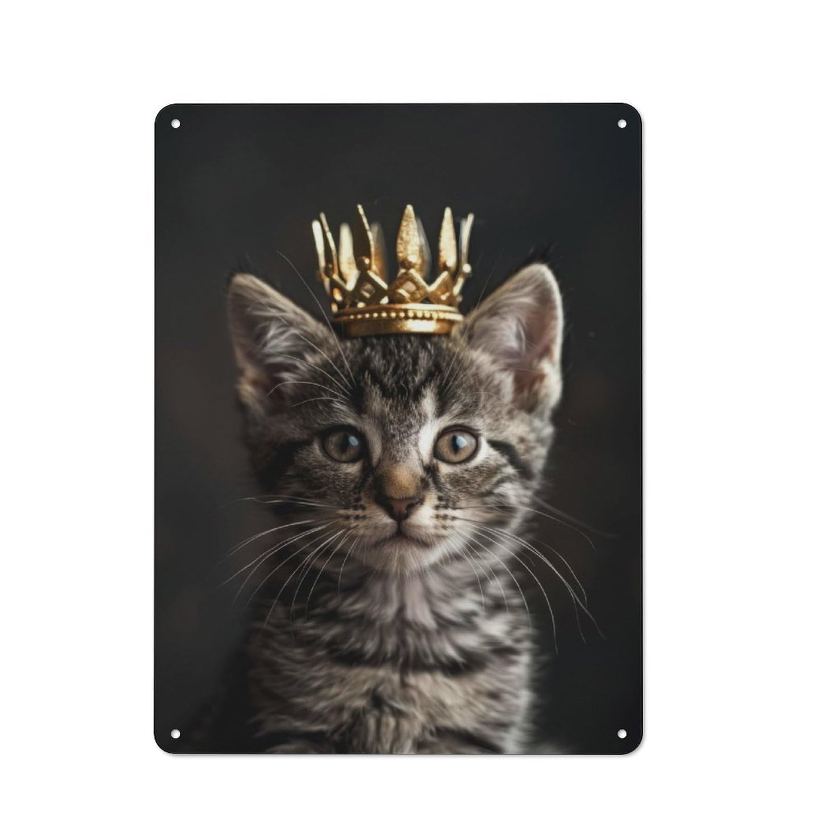 Junmoney Kitten Cat Cute King Metal Plaque 40X30cm With For Hallway Wall, Rustic Decor, For Garage, Workshop And Man Cave Decoration