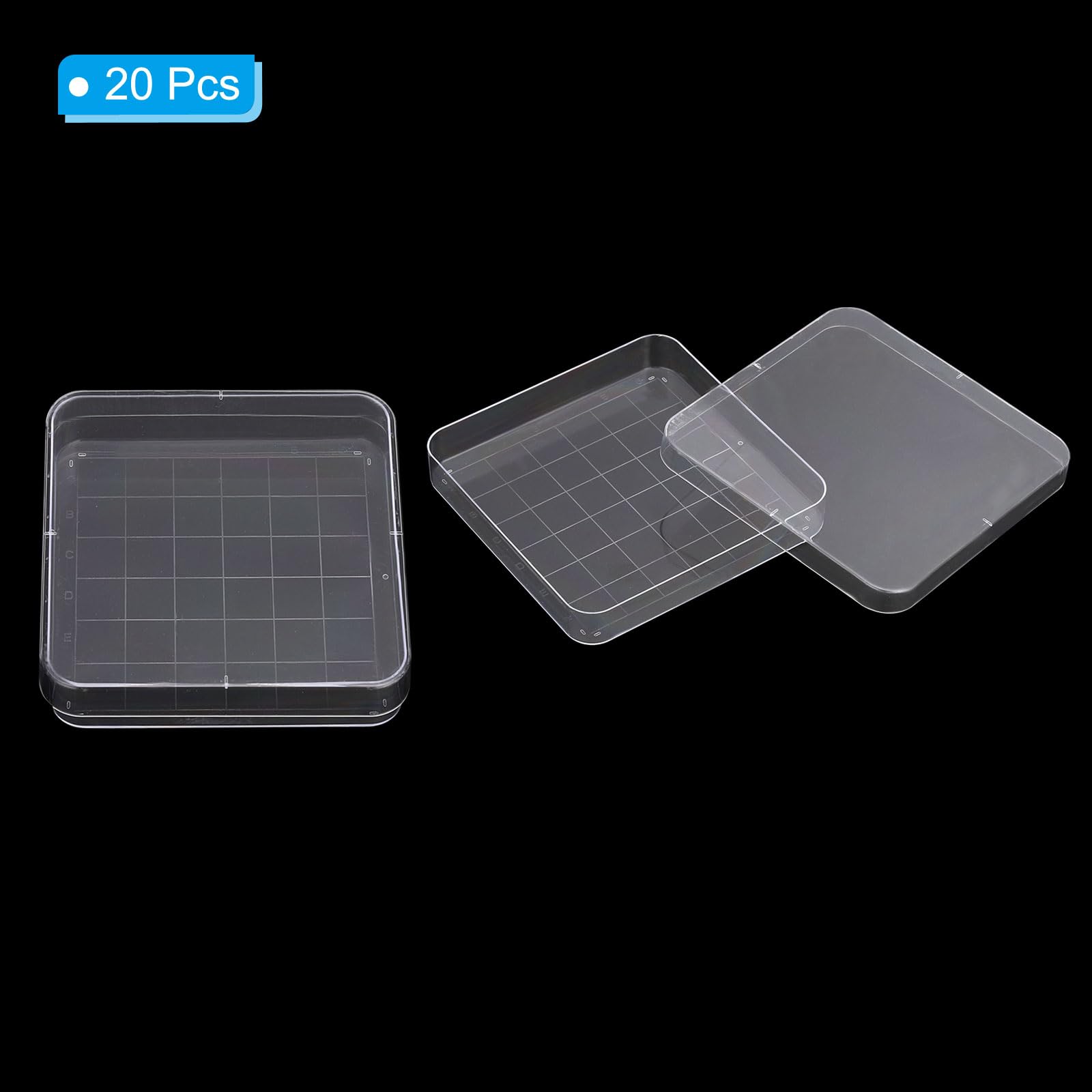 PATIKIL Piastre Di Petri In Plastica Da 100 Mm Con Coperchio, 20 Pezzi Piastre Di Petri Con Griglia Per Colture Cellulari Per Esperimenti Scientifici In Laboratorio, Trasparenti