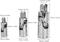 Vista 6 de Juego de 3 adaptadores de enchufe universal de acero templado de 1/4 pulgadas 3/8 pulgadas 1/2 pulgadas Kit de enchufe giratorio herramientas