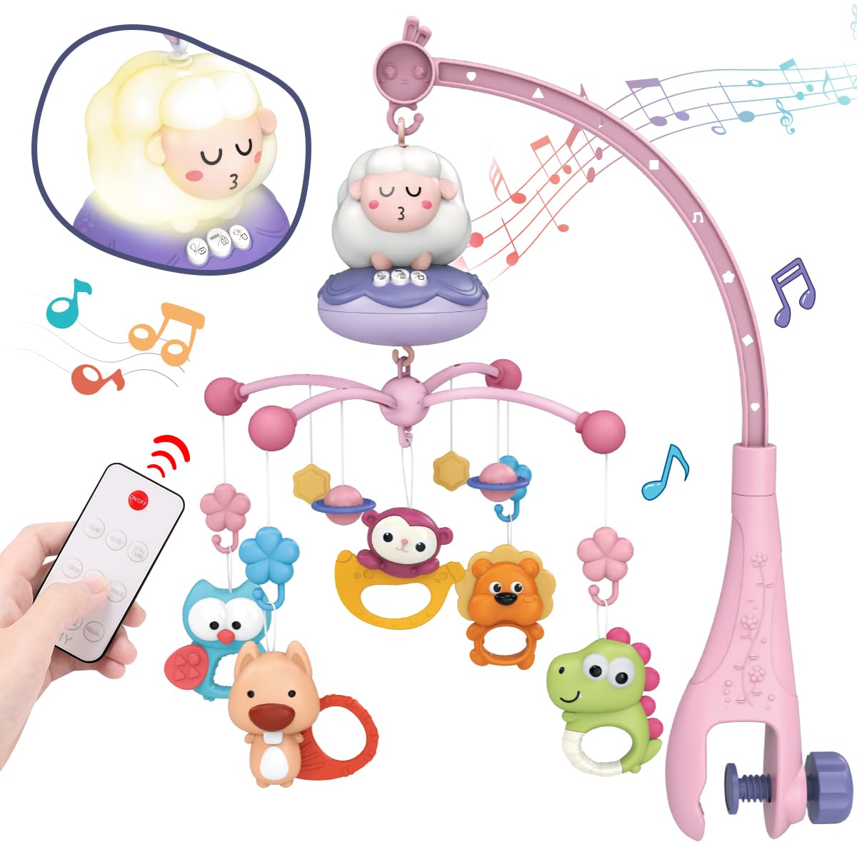 Amazon.co.jp: REMOKING ベッドメリー ベビーメリー 音楽付き 回転式