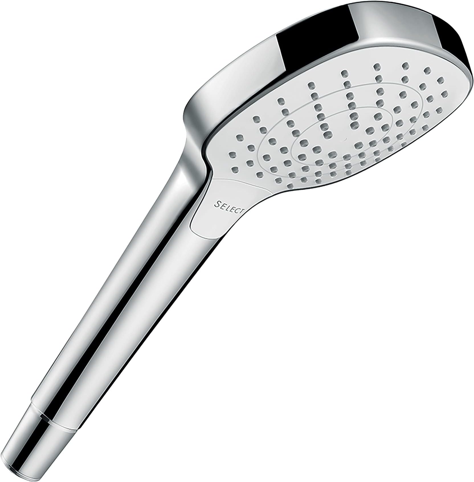 Croma Select E - shower head, hand shower square (110 x 110 mm) with 3 sprays, with anti-limescale function, white/chrome, 26812400