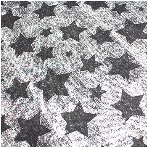 VmG-Store Tissu en coton Used Motif étoiles Largeur 150 cm, Ba015 étoiles grises vintage, 100 x 150cm