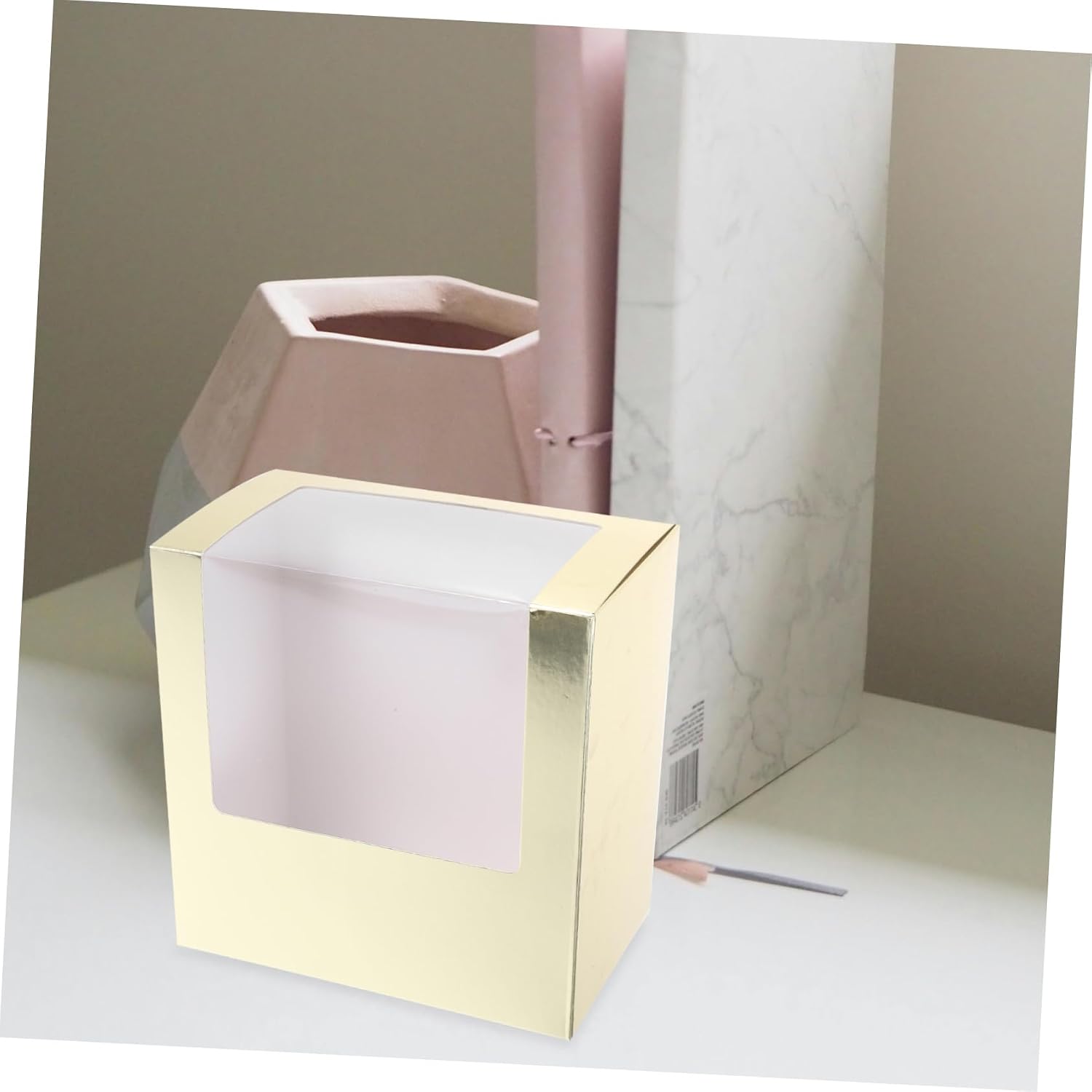 2 Pack Gold Hat Box with Window for Baseball Caps Travel Storage