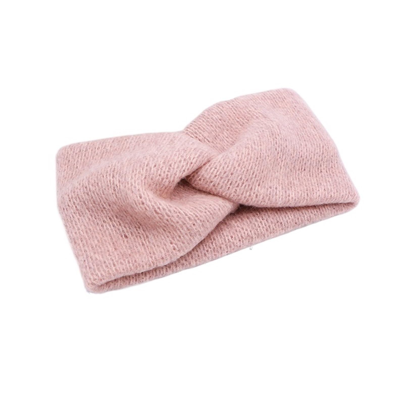 Stirnband 3PCS Winter Breite Stricken Kreuz Stirnband for Frauen Mode Einfarbig Elastische Yoga Turban Verband Bandanas Haarbänder Winter Stirnband(Pink)