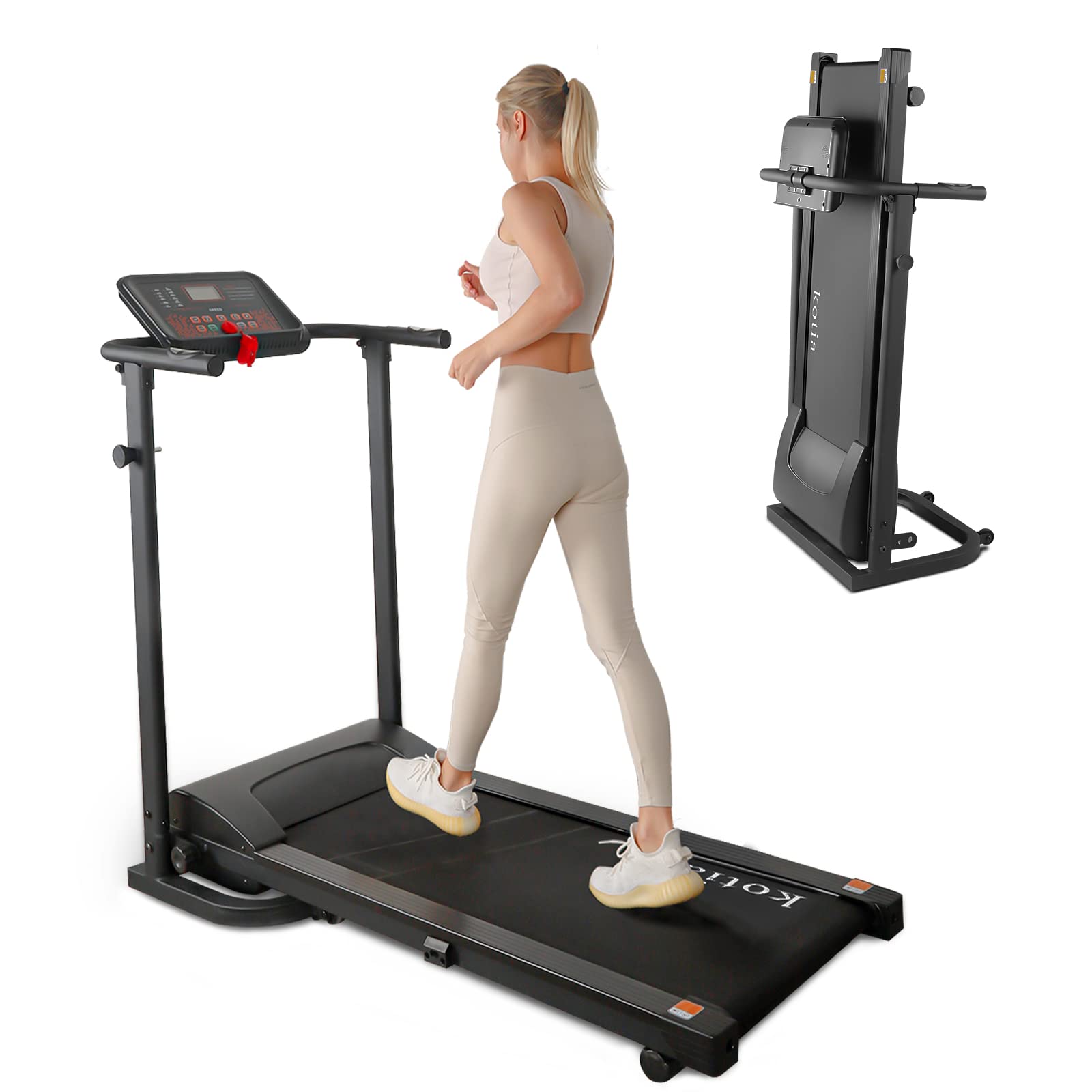 Kotia Manual Treadmill with 10 Incline - Small Foldable Treadmill for Apartment Home Walking and Running