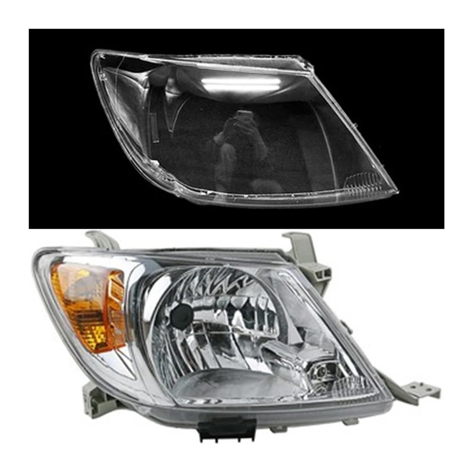 Transparent Headlamp Lamp Shade Compatible for Hilux 2005-2008 Headlight Shell Lens Replace The Original Lampshade(Right)