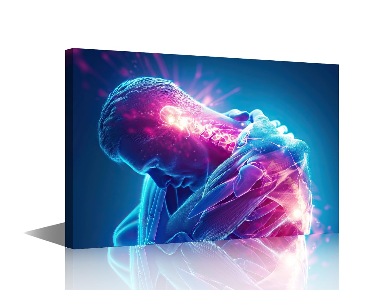 TISHIRON Framed Canvas Wall Art Person Holding Shoulder in Discomfort Printing Poster Shoulder Pain Canvas Prints Wall Decor for Hospital Wall Decoration Office Ready to Hang 12" Wx 18" H โ image 1