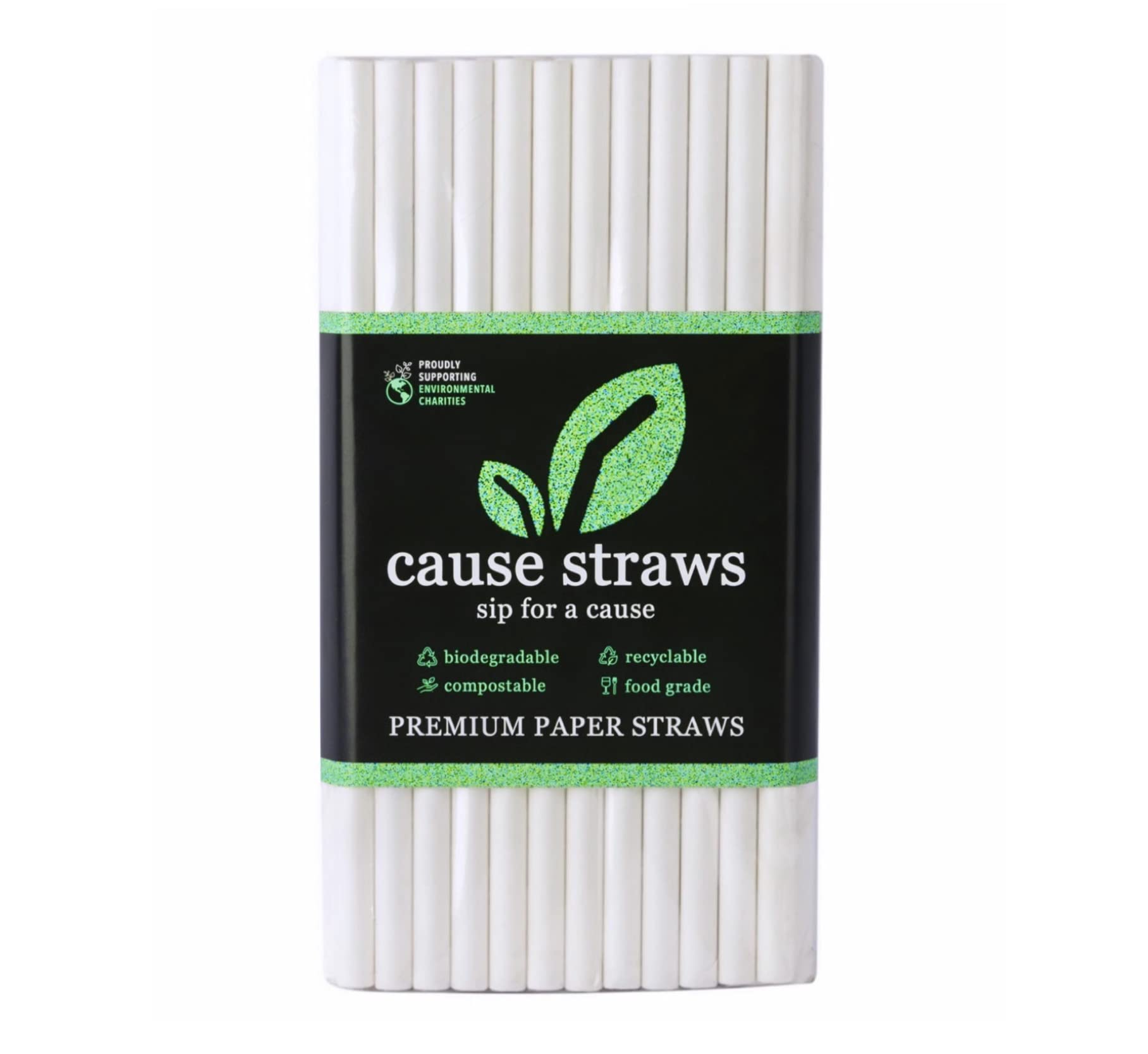 Sponsored Ad - Cause Straws - Biodegradable Premium Drinking Straws | 100 Straws (8mm Wide) | White Colour | Best for Juice, Soft Drinks and Cocktails | Sip for A Cause | (8MM, White)