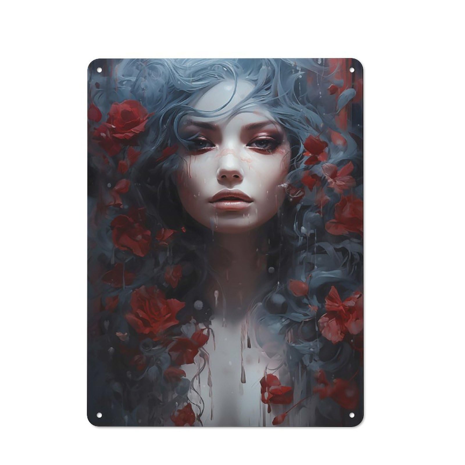 Junmoney Girls Flower Clean Industrial Metal Wall Decor 40X30cm, Decorative Metal Plaque For Workspace, Cafe, Hallway Or Garage