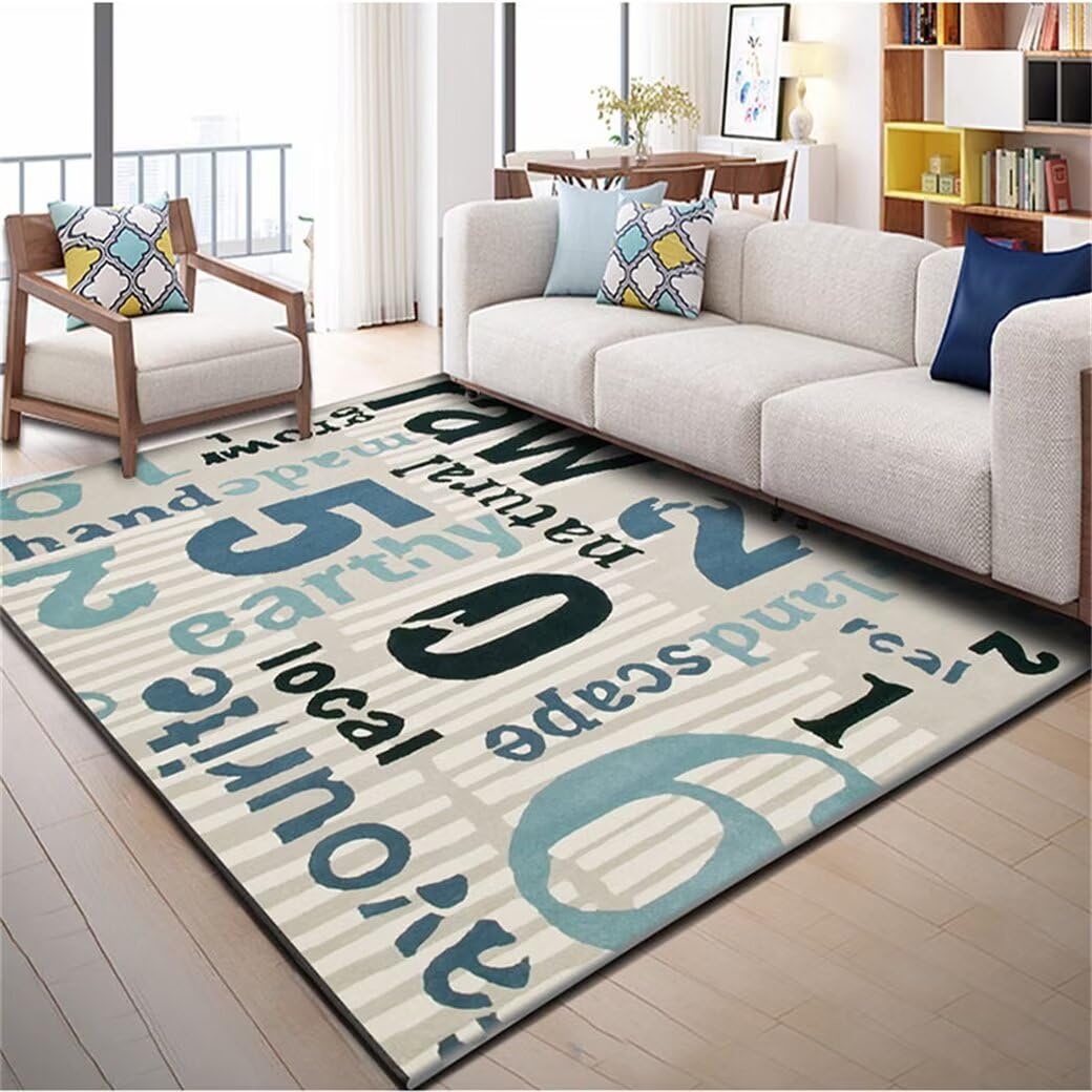 Tapis d'entrée intérieur bleu 180X250cm pour sublimer votre couloir et salon