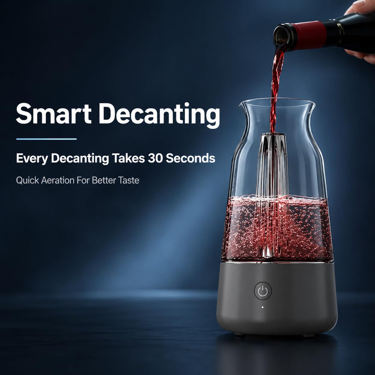 Aireador eléctrico de vino, vertedor de vino con un solo clic para vino tinto y whisky, funcionamiento rápido de 30 segundos, incluye bolsa de almacenamiento