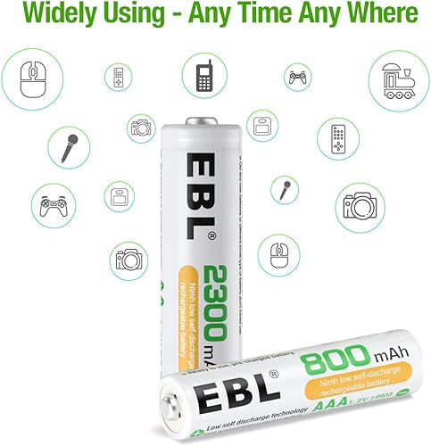 Miniatura 7 de EBL 16 sistemas AA AAA Baterías Combo 8 Bay LCD más reciente versión cargador de batería