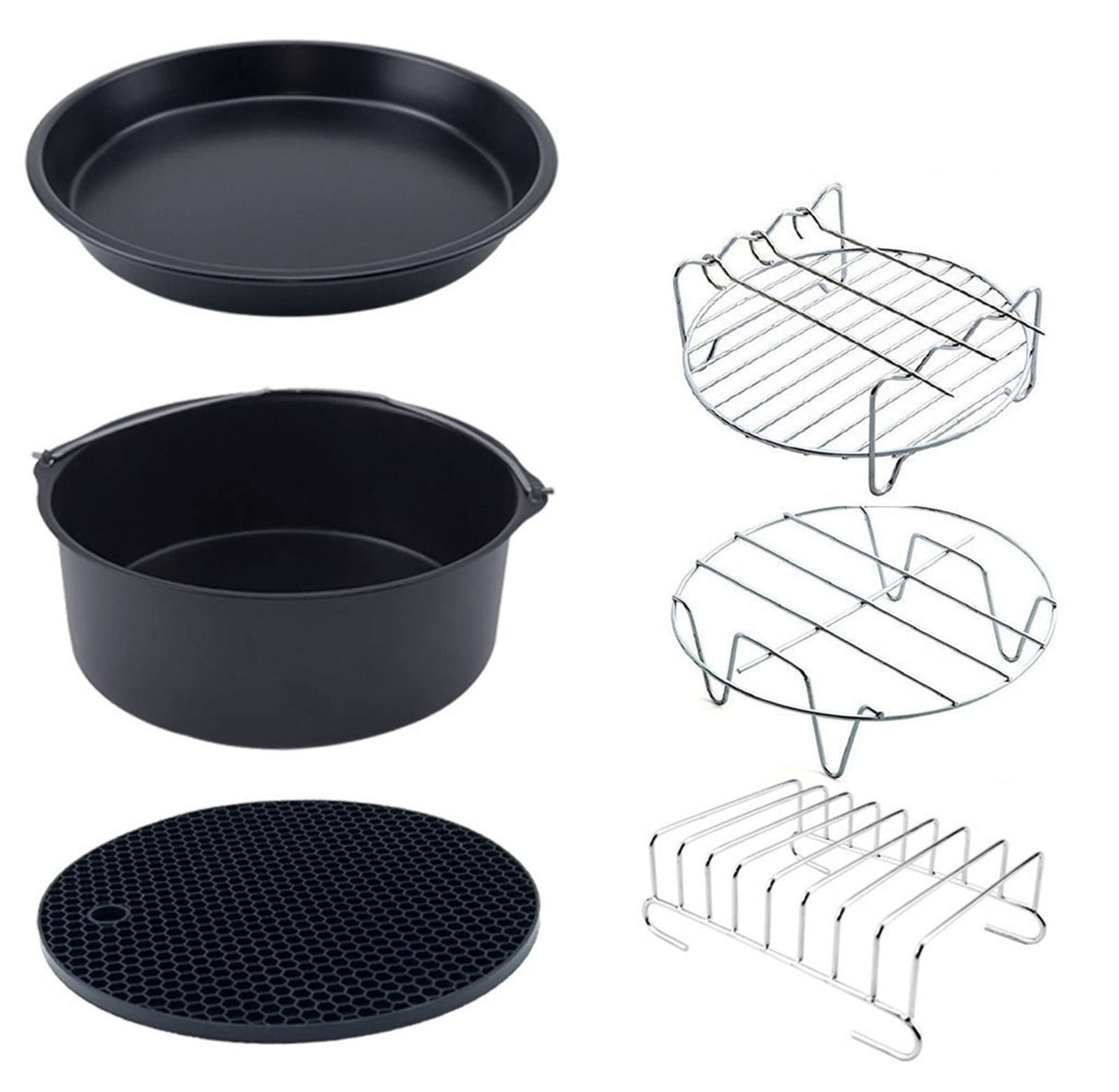 Accessoires friteuse à air 7 pouces avec moule à pizza et grill double couche