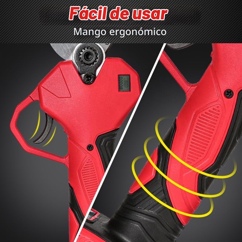 Tijeras de Podar Eléctricas, 40mm/50mm Potentes Tijeras de Podar, Tijeras de Podar con Baterías 2x7500mAh, Pantalla Digital, Tijeras de Podar 1000W con Motor Brushless, para Jardines, Huertos (50CM)