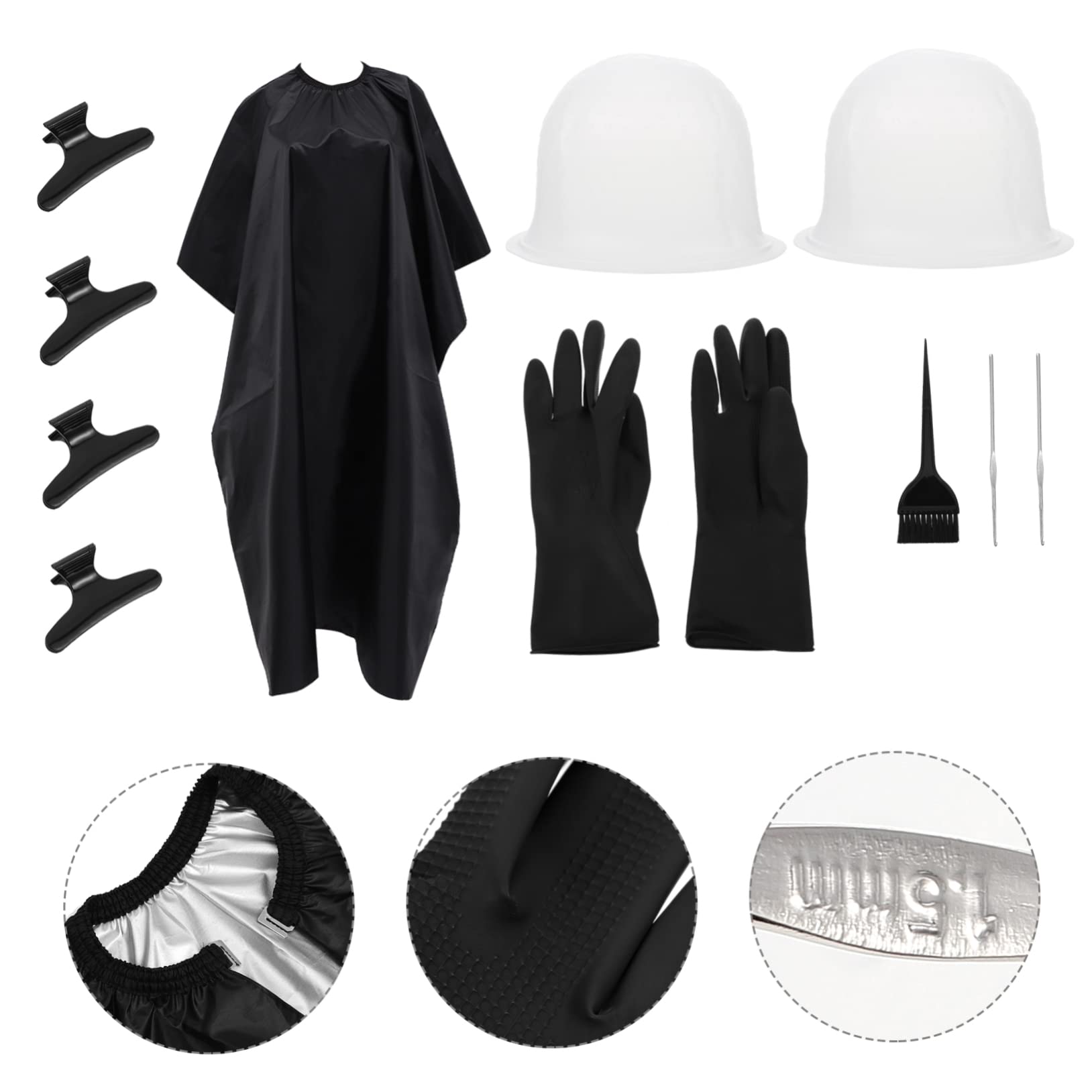 WOONEKY 11pezzi Mèches Per Capelli Con Kit Completo Cuffia in Silicone e Gancio Per Colorazione Strumenti Professionali Per Mèches e Trattamenti Casa Per Donne e Ragazze