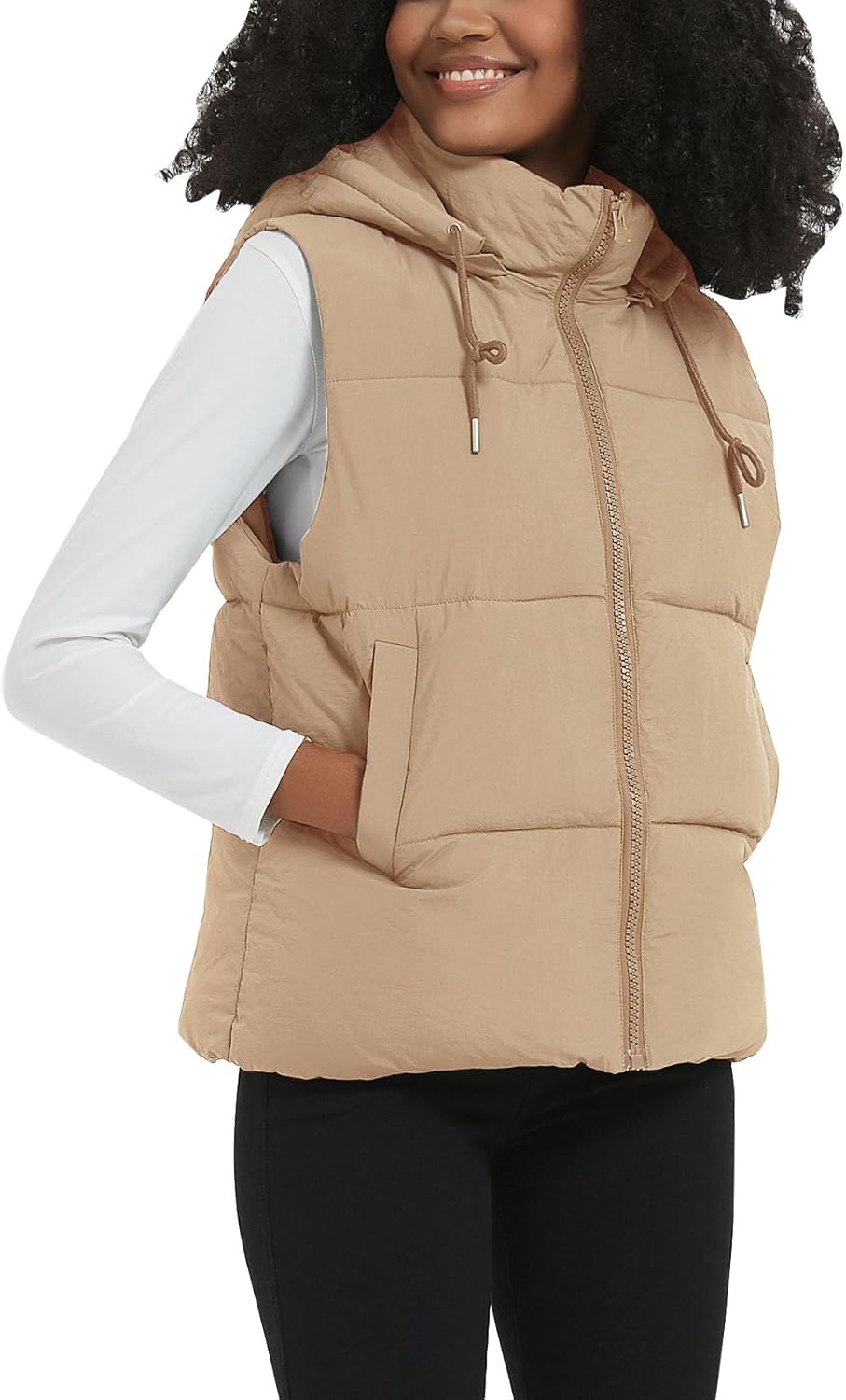 Flygo Puffer Vest Women Zip Up Sleeveless Winter Casual Stand Collar Padded Down Jacket Coat with Pockets