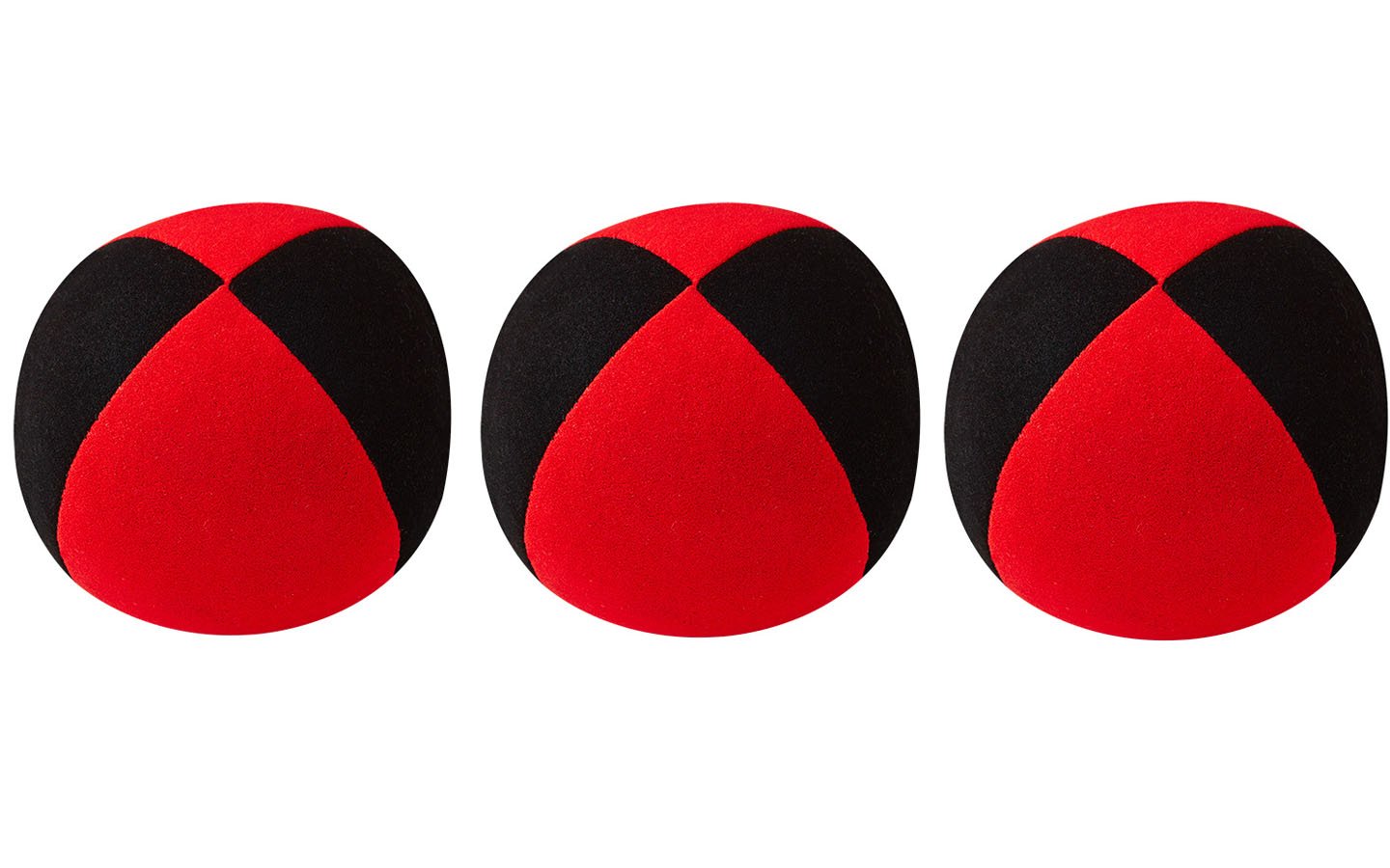 Juego de 3 pelotas de malabares Beanbag Superior (terciopelo) 67 mm, color negro y rojo
