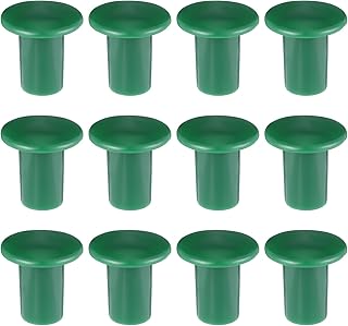 12PCS Rebar Caps Mushroom Rebar End Caps Green Plastic Safety Cap Garden Safety Cane Cap Tube End Cover Screw on Rebars Stakes for Building Construction Protection Stakes, 0.63Inch