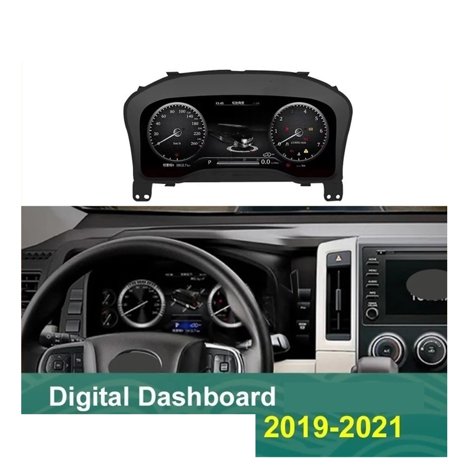 Panel de instrumentos digitales for coche, velocímetros LCD, reproductor de tablero Compatible con Toyota Hiace 2019-2021