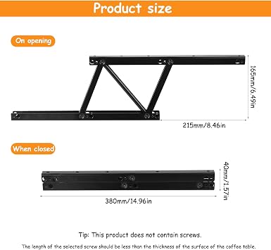 1 Pair Folding Coffee Table Lift Up Spring Hinges, 88 LBS Lifting Coffee Table Bracket Table Hinges with Mechanism for Tables Furniture Fitting Accessories