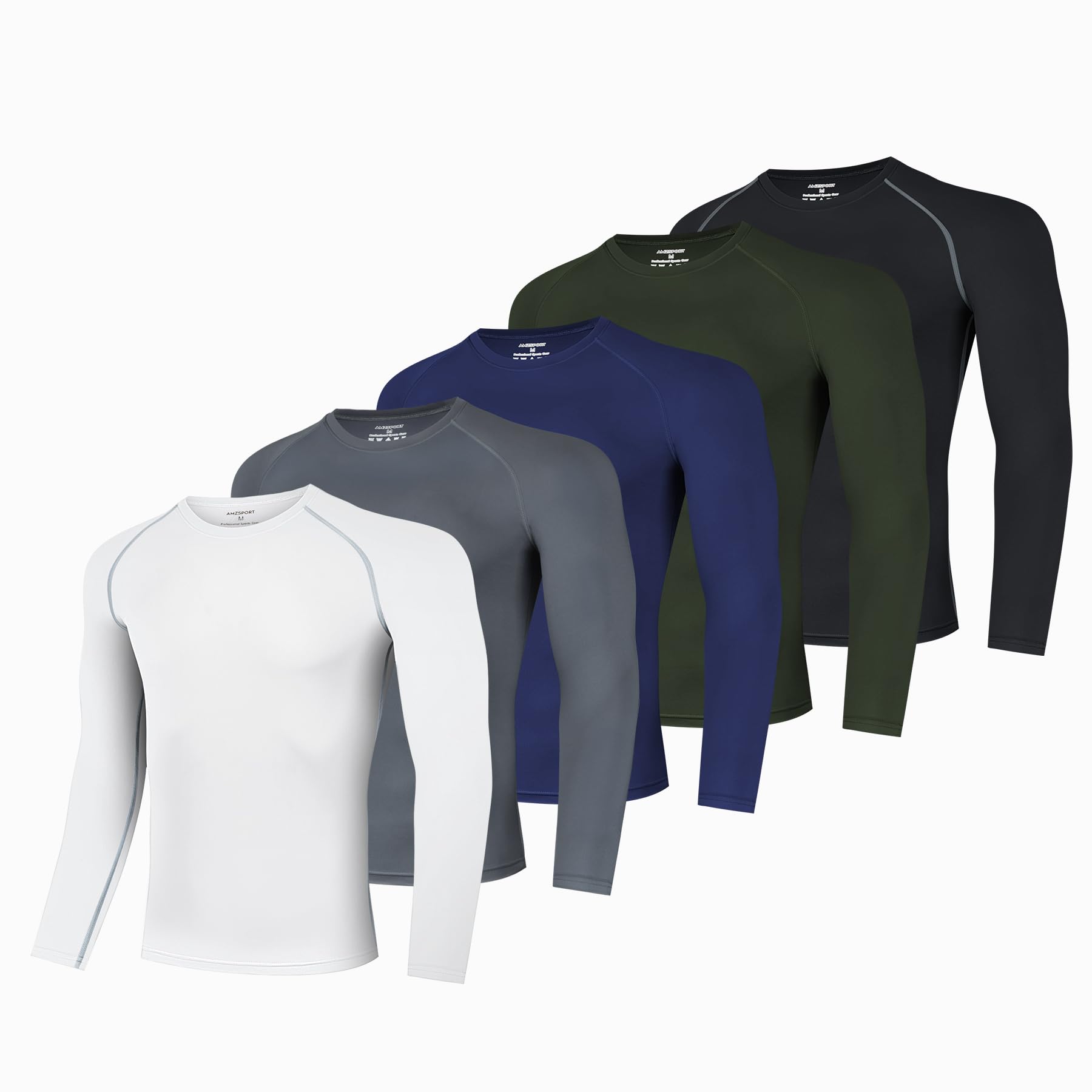 AMZSPORT Camiseta de Compresión de Manga Larga para Hombre Lote de 3 T-Shirt Transpirable Sport Running