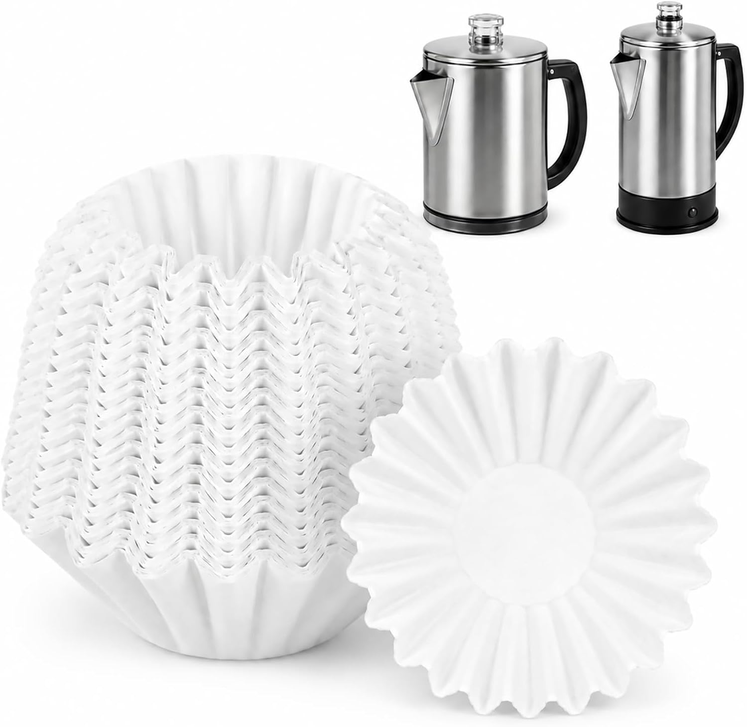 for Percolator Coffee Filters 150Pcs Pre-Punched Paper Disposable Filters