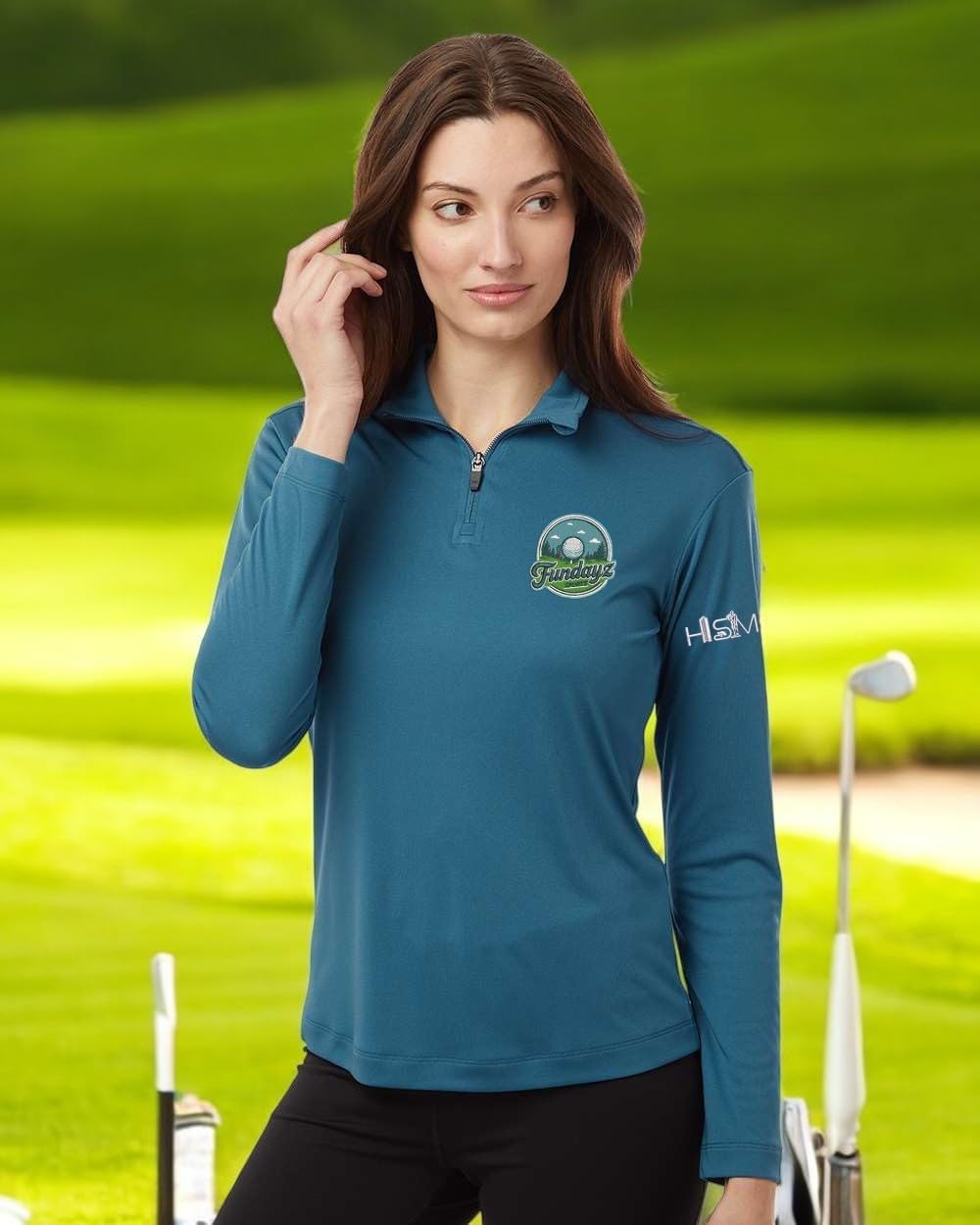 INK STITCH Custom Embroidery Stitching Personalized Logo Texts Women's Performance Quarter Zip Pullover 41870L - Image 2