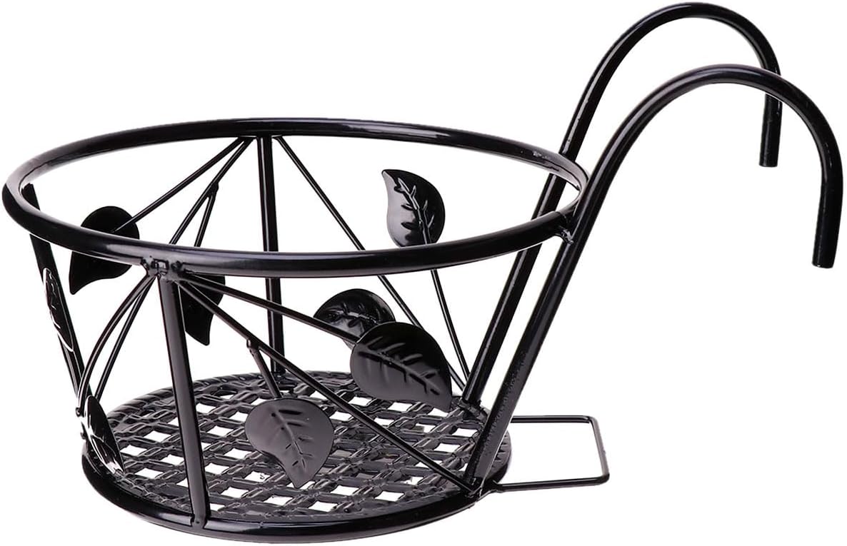DOITOOL Hanging Planter Holder 8.66 Inch Metal Flower Pot Basket for Balcony Railing Outdoor Garden Patio Wall Mounted Plant Hanger