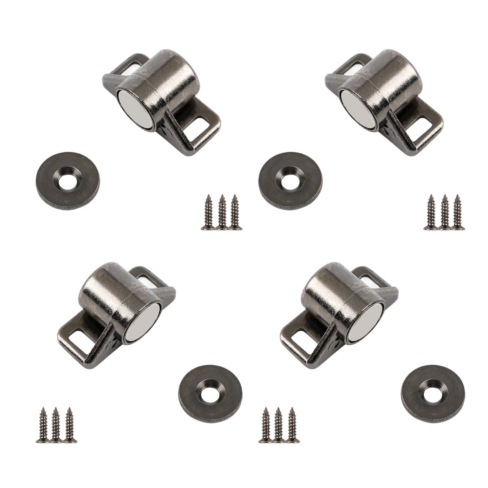 4Pcs Zinc Alloy Cabinet Catches, Heavy Duty Concealed Door Stopper, Quiet Closing Hardware for Cupboard Furniture Heavy Duty Door Holder for Cabinets