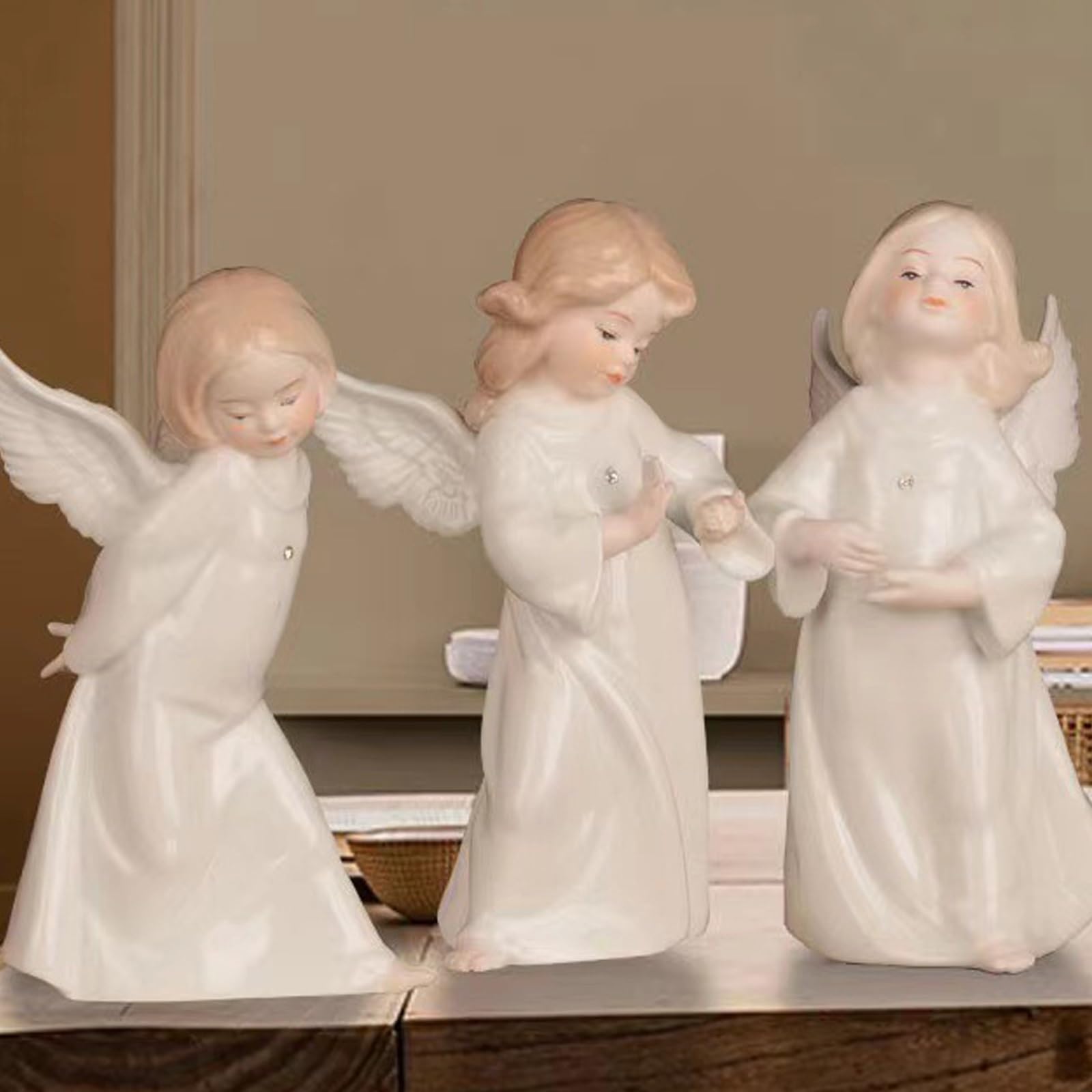 Figurka aniołków, statua, ozdoba na biurko, figurki aniołów, ceramiczny uroczy cherubin dekoracyjny, Boże Narodzenie na wesele dekoracja stołu urodzinowego (kolor: D)