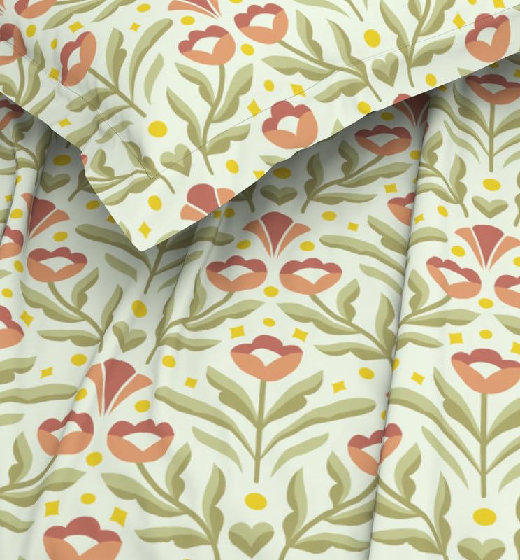 Image of Welspun Arlo Microfiber Double Bedsheet with 2 Pillow Covers, 220x240 cm Double Bed Sheet, Soft Breathable Fabric, Fade Resistant, Easy Care, Comfortable Cooling Bed Sheet, Light Green