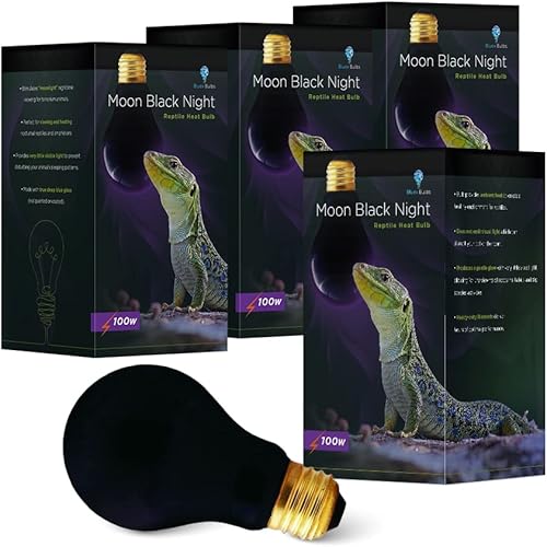 Bluex Bulbs Paquete de 4 bombillas de calor A19 de 40 W luna negra noche reptil Luz nocturna E26 crea ambiente iluminado por la luna que