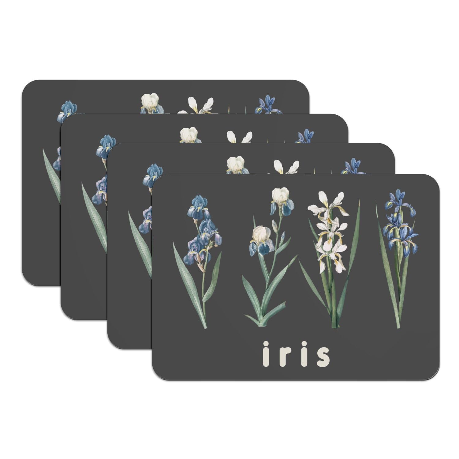 Set de table noir grand format 39,5x28,5 cm fleurs chic et minimaliste