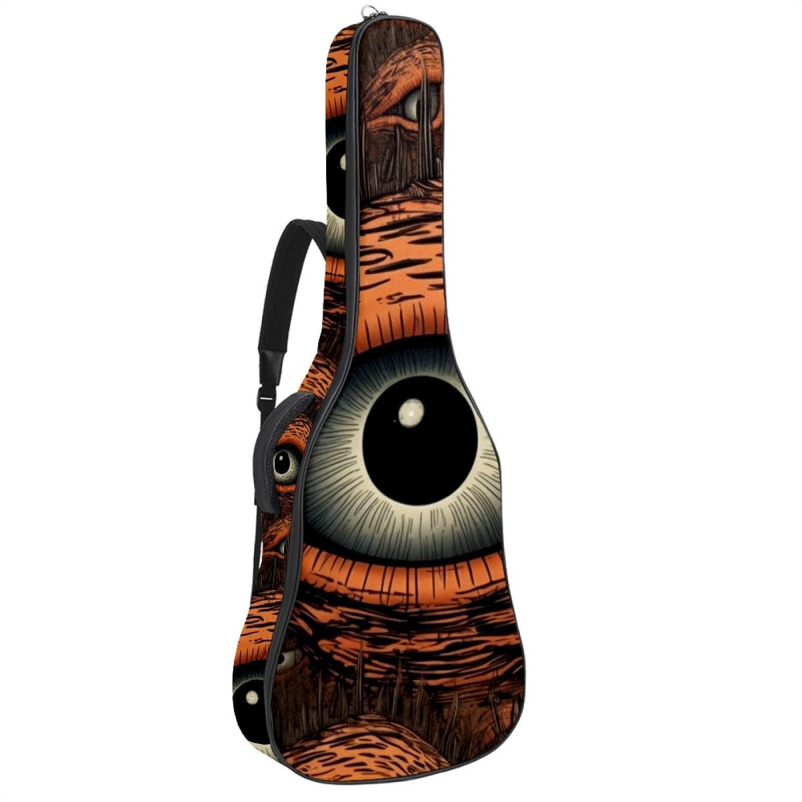 Art Halloween Eyeball Decor 7 Akustikgitarrentasche mit 2 Taschen, verstellbarem Schultergurt und Rückenaufhänger, geeignet für E-Gitarren, Bassgitarren und klassische Gitarren,