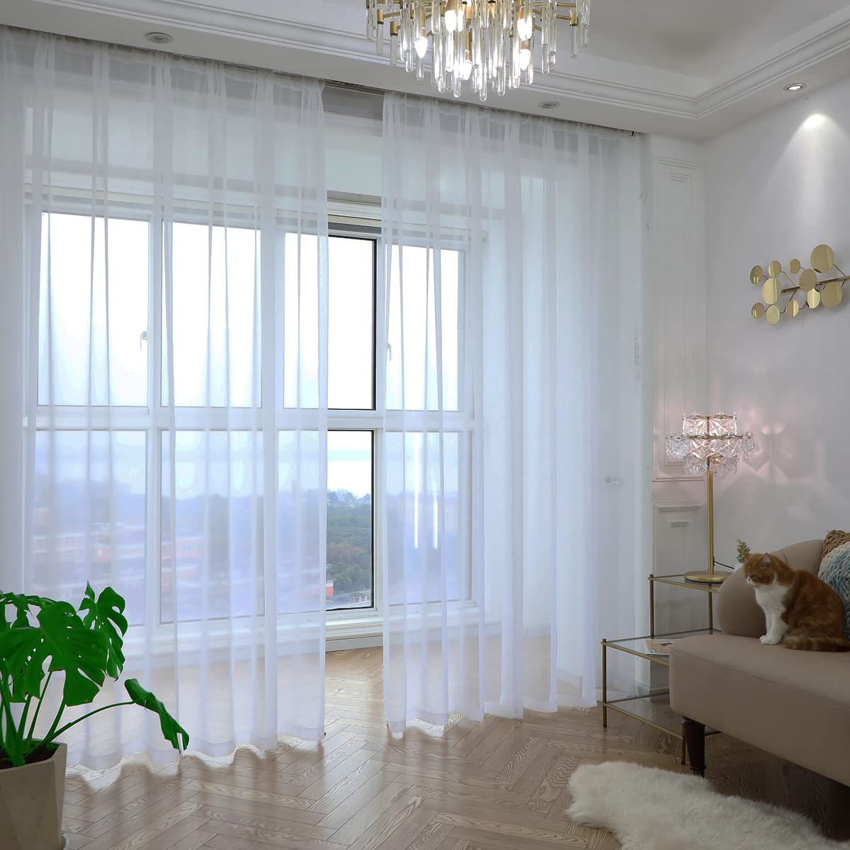 Tende Trasparenti PHILEASY - Voile Poliestere Per Finestre 132cm Larghezza - Foto 11
