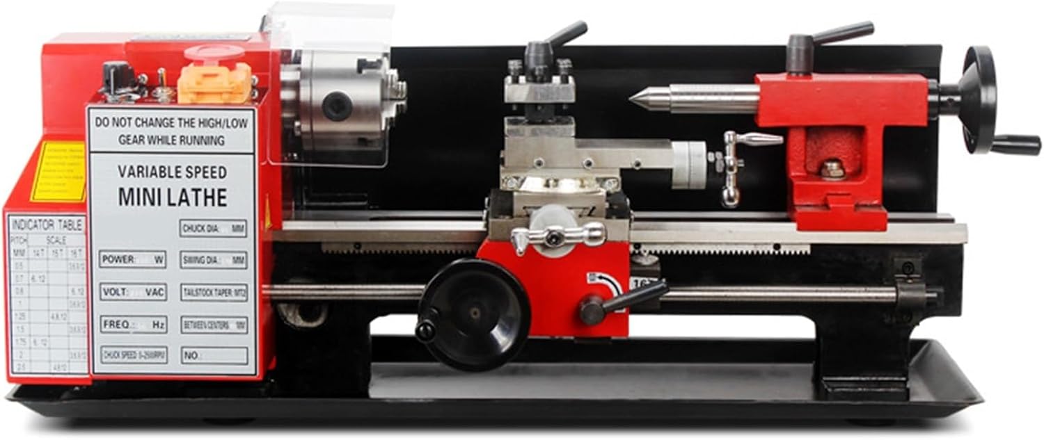 24.8x12.2x12.6in Mini Metal Lathe, MT2/MT3 Stepless Speed Regulation With K11-80 Three-jaw Chuck, 0.4~2.0mm Lathe Thread Range, Precision 0.01mm For Home DIY Small Table Lathe Metalworking Turning