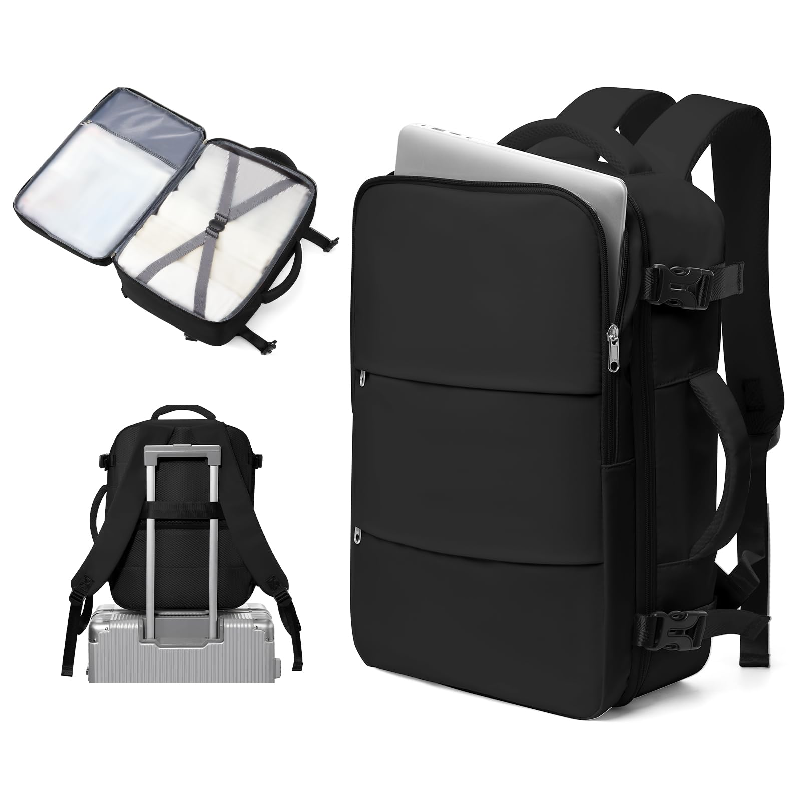 Cabin Bags for Travel, Underseat Carry on Hand Luggage Backpack for Women Airplane Approved Travel Backpack Personal Item Travel Bag 14 inch Laptop Backpack for Business Casual Work Beige — view 66