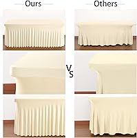 Vista 6 de Faldones de mesa de elastano marfil perlado para mesas rectangulares de 4 pies, mantel plegable elástico marfil perlado para bodas, fiestas