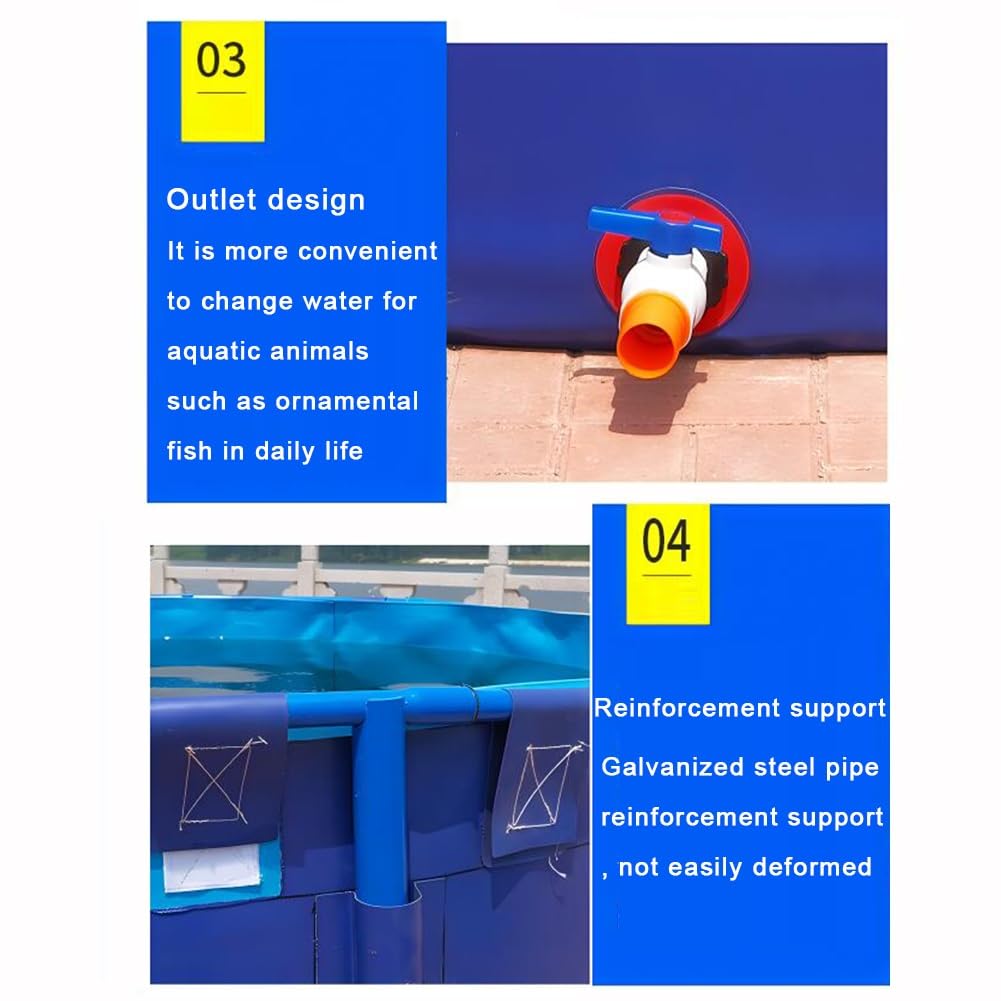 Zfmnoyev MAHFEI Segeltuch-Fischteich-Pool, runder Pool über Boden, Schwimmbäder über Boden, bringen faltbar, verschleißfest, Outdoor-Zucht, Reservoir (Farbe : Blau, Größe : 1.2x0.
