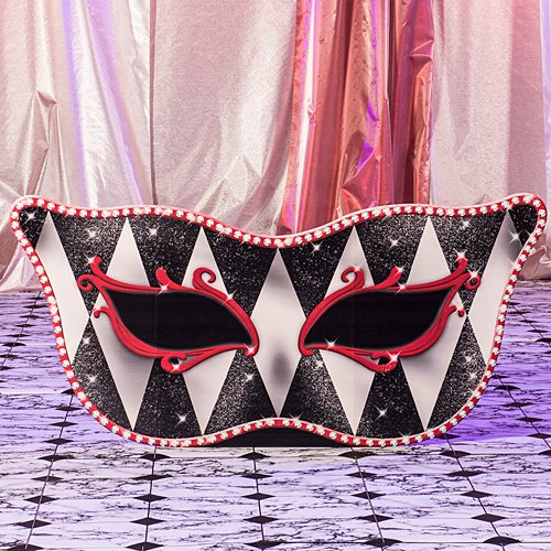 Red Harlequin Masquerade Mask Mardi Gras Standee Party Prop Standup Photo Booth Prop Background Backdrop Party Decoration Decor Scene Setter Cardboard Cutout