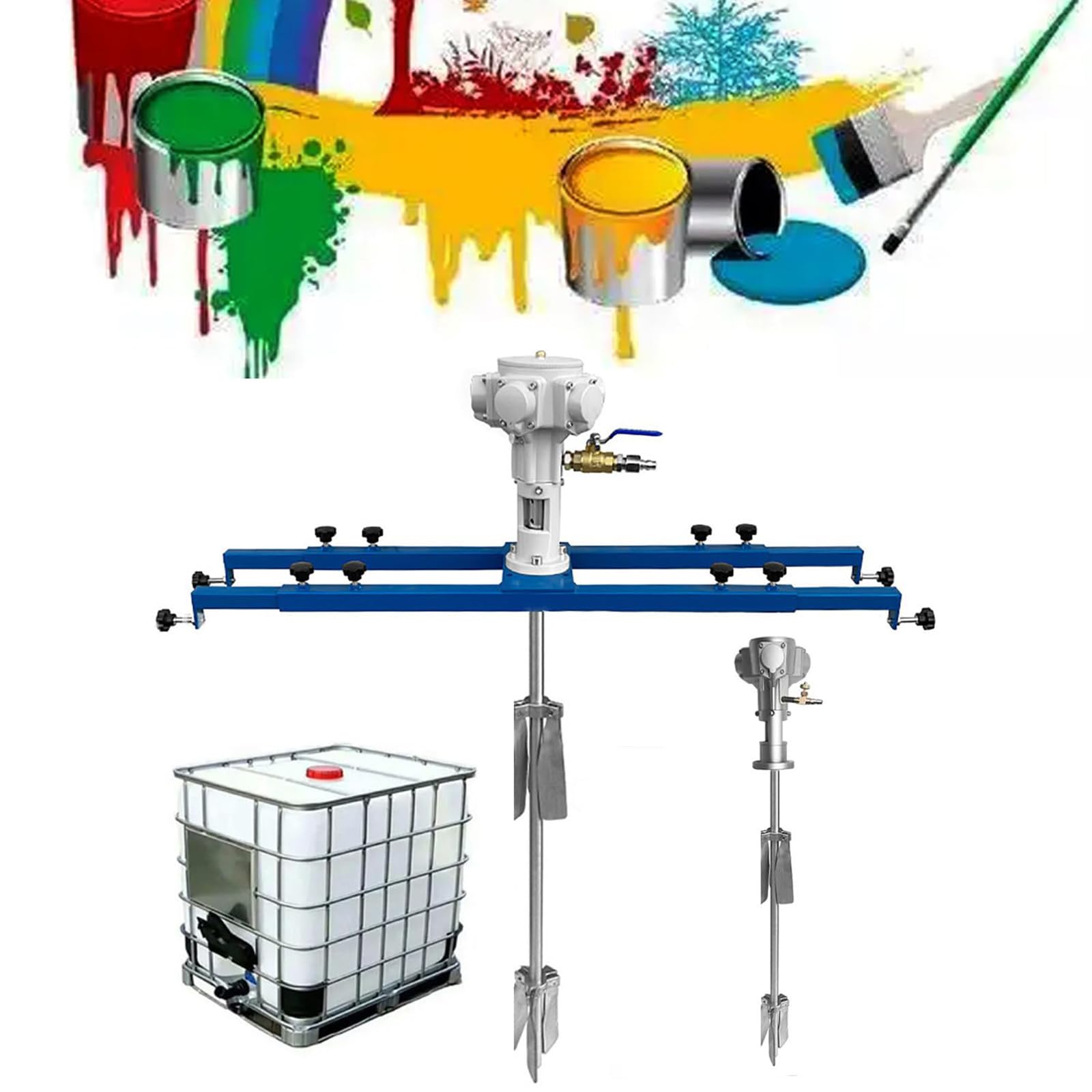 KEhtu Mezclador De Pintura Neumático De Alta Resistencia para Barriles IBC | Agitador Industrial De Acero Inoxidable con Velocidad Ajustable Y Función De Inversión (Capacidad De 0 a 1000 Kg)